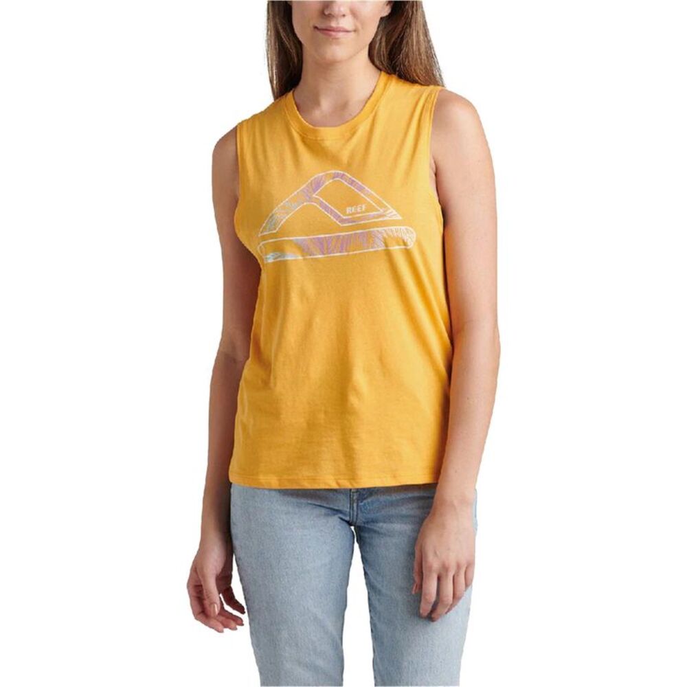 Reef Womens Crys Muscle Tank Top, Yellow, M, DM